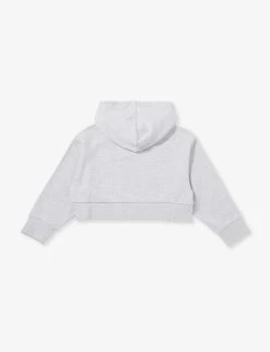 Palm Angels Flame Brand-print Cropped Cotton-jersey Hoody 6-12 Years -Kid Couture R04183310 MELANGEGR ALT02