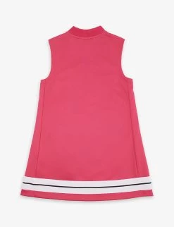Palm Angels Logo-print Stripe-trim Woven Dress 8-12 Years -Kid Couture R04183318 FUCHSIAWHITE ALT02