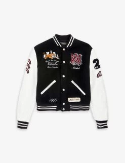 Amiri Logo-patch Contrast-sleeve Wool-blend Jacket 10-12 Years