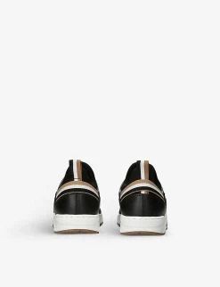 Boss Stripe Elasticated Foot-strap Leather And Mesh Low-top Trainers 4-9 Years -Kid Couture R04183607 BLACK ALT03