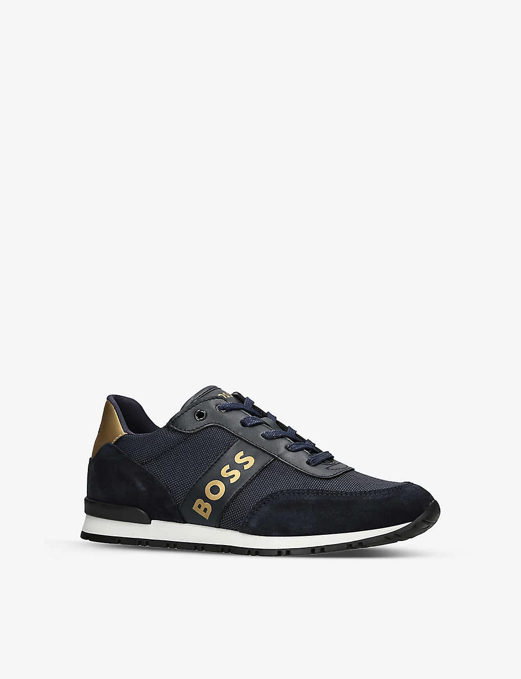 Boss Logo-print Metallic-panel Mesh And Leather Low-top Trainers 4-9 Years 3 Boss Logo-print Metallic-panel Mesh And Leather Low-top Trainers 4-9 Years - Image 3