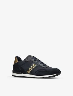 Boss Logo-print Metallic-panel Mesh And Leather Low-top Trainers 9-10 Years -Kid Couture R04183612 NAVY ALT02