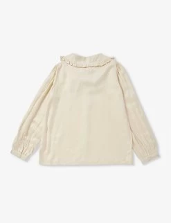Molo Robbin Ruffle-trim Woven Shirt 3-12 Years -Kid Couture R04184126 PEARLEDIVORY ALT02