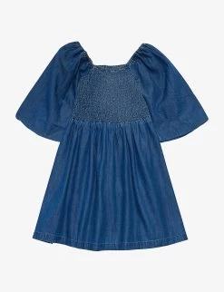 Molo Cherisa Smock-bodice Organic-cotton Dress 3-12 Years -Kid Couture R04184131 WASHEDCHAMBREY ALT02