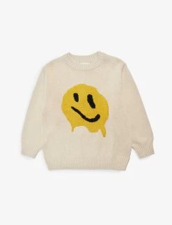 Molo Bello Blurred-smile Knitted Cotton-blend Jumper 3-10 Years