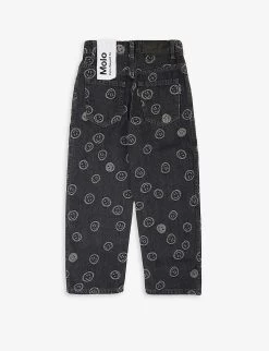 Molo Aiden Woven Smiley-face Jeans 4-10 Years -Kid Couture R04184156 HAPPINESSBLACK ALT02