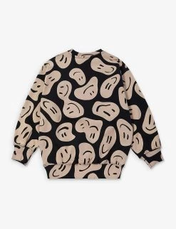 Molo Monti Smiley-print Organic Cotton-jersey Sweatshirt 4-10 Years -Kid Couture R04184158 SMILEONBLACK ALT02