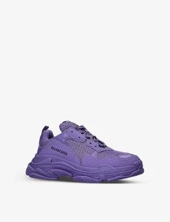 Balenciaga Triple S Faux-leather And Mesh Trainers 2-8 Years -Kid Couture R04185409 PURPLE ALT02
