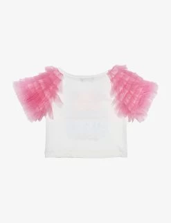 Tutu Du Monde X Barbie Miami Shores Graphic-print Cotton Top 4-11 Years -Kid Couture R04186204 AURORAPINK ALT02