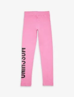 MOSCHINO Logo-print High-rise Stretch-cotton Leggings 4-12 Years 5 MOSCHINO Logo-print High-rise Stretch-cotton Leggings 4-12 Years -Kid Couture R04187101 STRAWBERRYMOON ALT02