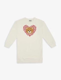 MOSCHINO Bear And Heart-print Stretch-cotton Dress 4-14 Years