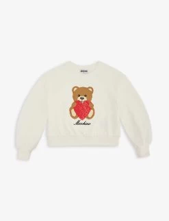 MOSCHINO Bear Heart-print Stretch-cotton Sweatshirt 4-14 Years