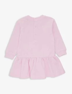 MOSCHINO Logo-print Ruffled Cotton-jersey Dress 3-18 Months -Kid Couture R04187129 PIROUETTEPINK ALT02