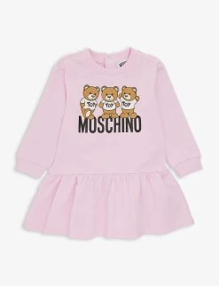MOSCHINO Logo-print Ruffled Cotton-jersey Dress 3-18 Months