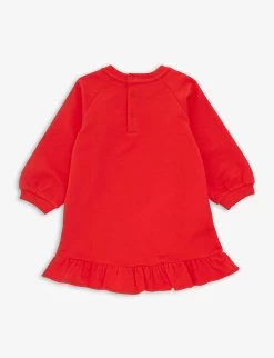 MOSCHINO Teddy Bear-print Sequined Stretch-cotton Dress 3 Months-3 Years -Kid Couture R04187134 POPPYRED ALT02