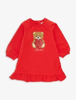 MOSCHINO Teddy Bear-print Sequined Stretch-cotton Dress 3 Months-3 Years
