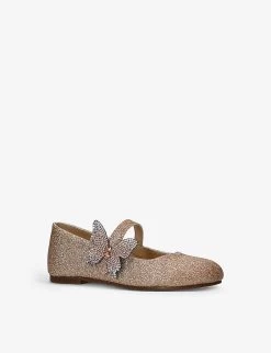 Butterfly-embellished Leather Flats 6 Months-4 Years -Kid Couture R04187540 GOLD ALT02