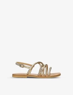 Cassie Criss-cross Strap Metallic-leather Sandals 6-9 Years