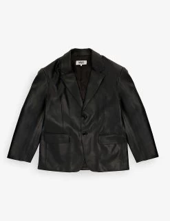MM6 Maison Margiela Notch-lapel Flap-pocket Faux-leather Jacket 12-16 Years
