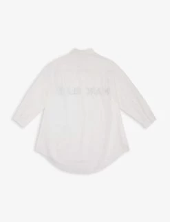 MM6 Maison Margiela Logo-print Collar Cotton-poplin Dress 8-16 Years -Kid Couture R04187965 WHITE ALT02