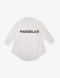 MM6 Maison Margiela Logo-print Collar Cotton-poplin Dress 8-16 Years
