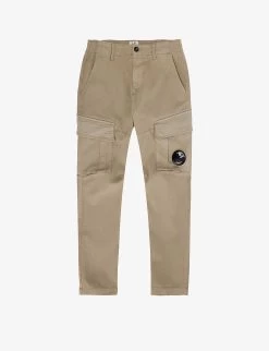 Lens-compartment Belt-looped Stretch-cotton Trousers 8-14 Years