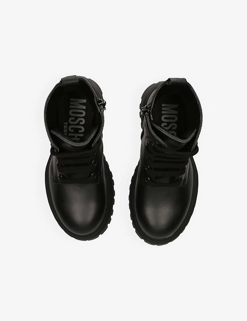 MOSCHINO Logo-embroidered Chunky-sole Leather Ankle Boots 3-5 Years 2 MOSCHINO Logo-embroidered Chunky-sole Leather Ankle Boots 3-5 Years - Image 2