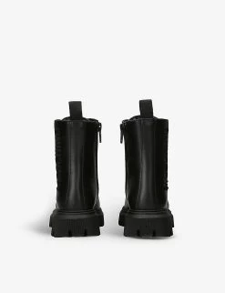 MOSCHINO Logo-embroidered Chunky-sole Leather Ankle Boots 3-5 Years 7 MOSCHINO Logo-embroidered Chunky-sole Leather Ankle Boots 3-5 Years -Kid Couture R04189031 BLACK ALT03