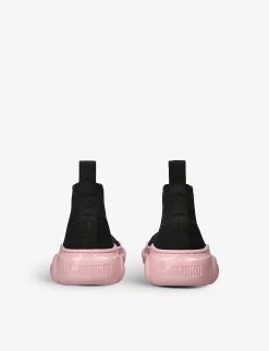 MOSCHINO Logo-intarsia Mid-sock Woven Trainers 6-9 Years 7 MOSCHINO Logo-intarsia Mid-sock Woven Trainers 6-9 Years -Kid Couture R04189035 BLKOTHER ALT03