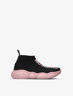 MOSCHINO Logo-intarsia Mid-sock Woven Trainers 6-9 Years