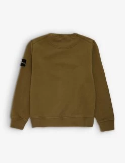 Stone Island Logo-badge Crewneck Cotton-jersey Sweatshirt 4-12 Years 5 Stone Island Logo-badge Crewneck Cotton-jersey Sweatshirt 4-12 Years -Kid Couture R04189700 MILITARYGREEN ALT02