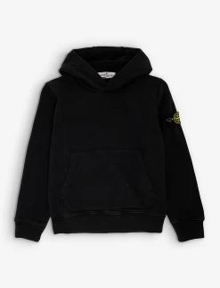 Stone Island Logo-badge Kangaroo-pocket Cotton-jersey Hoody 4-12 Years