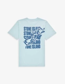Stone Island Classic Compass Logo-print Cotton-jersey T-shirt 14 Years -Kid Couture R04189717 SKYBLUE ALT02