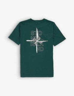 Stone Island Graphic Logo-print Cotton-jersey T-shirt 4-12 Years -Kid Couture R04189722 BOTTLEGREEN ALT02