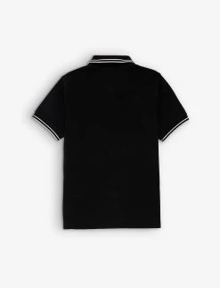 Stone Island Logo-patch Striped-trim Stretch-cotton Polo Shirt 4-12 Years -Kid Couture R04189732 BLACK ALT02