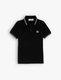 Stone Island Logo-patch Striped-trim Stretch-cotton Polo Shirt 4-12 Years