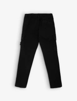Stone Island Logo-badge Slim-leg Stretch-cotton Cargo Trousers 4-12 Years -Kid Couture R04189740 BLACK ALT02