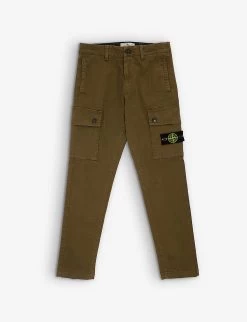 Stone Island Logo-badge Slim-leg Stretch-cotton Trousers 4-12 Years