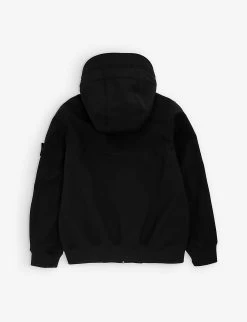 Stone Island Logo-badge Zip-up Stretch-shell&nbsp;hooded Jacket 6-12 Years -Kid Couture R04189756 BLACK ALT02