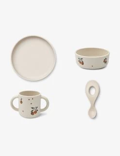 Liewood Vivi Monster Cherry-print Four-piece Silicone Tableware Set