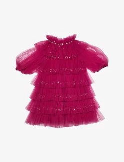 Love Parade Sequin-embellished Tutu Woven Dress 4-11 Years -Kid Couture R04201861 FUCHSIA ALT02