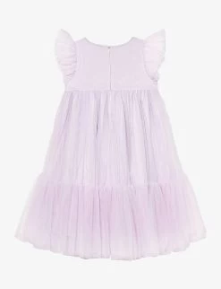 Tres Chic Bead-embellished Tulle Woven Dress 4-11 Years -Kid Couture R04201863 PURPLECHARM ALT02