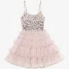 Glittering Bead-embellished Tulle Woven Dress 4-11 Years