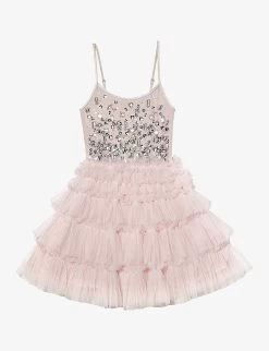Glittering Bead-embellished Tulle Woven Dress 4-11 Years