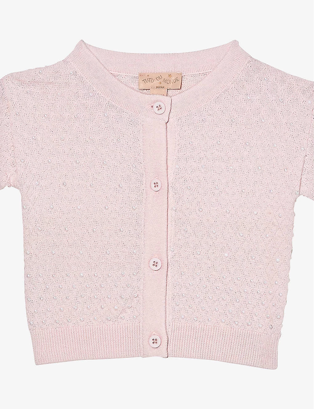 Bebe Pearl-embellished Cotton Cardigan 3-24 Months 2 Bebe Pearl-embellished Cotton Cardigan 3-24 Months - Image 2