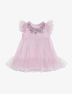 Bebe Chic Bead-embellishment Tulle Woven Dress 3-24 Months