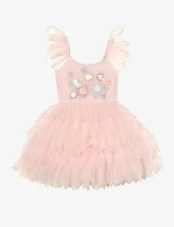 Bebe Fantastical Flower-embroidered Tulle Woven Dress 3-24 Months