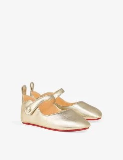 Christian Louboutin Baby Love Chick Metallic-leather Crib Shoes 6-12 Months -Kid Couture R04206906 PLATINE ALT02