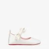 Christian Louboutin Baby Lou Babe Bow-embellished Leather And Silk Crib Shoes 6-12 Months