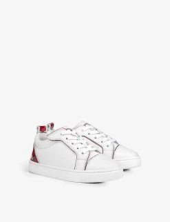 Christian Louboutin Funnyto Logo-print Leather Low-top Trainers 4-9 Years -Kid Couture R04206910 BIANCO ALT02